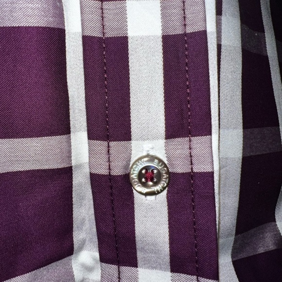 Bugatchi Shaped Fit Buttonup Graph Plaid Dress Shirt Embroidered Logo Sz M - Picture 10 of 14